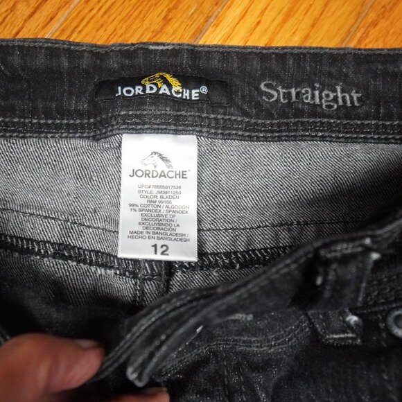 Jordache Jeans Womens 12 Black Straight Leg Mid Rise Embellished Pockets Stretch - Picture 9 of 9